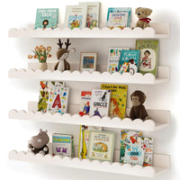 Nursery White Floating Bookshelves 4-Pack