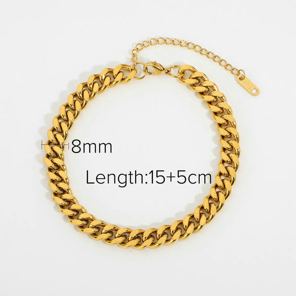 Stainless Steel Cuban Bracelet with Vintage Style for Women