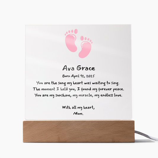 Acrylic Square Plaque - To my sweet baby