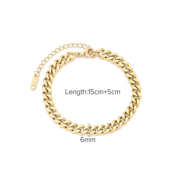 Stainless Steel Cuban Bracelet with Vintage Style for Women