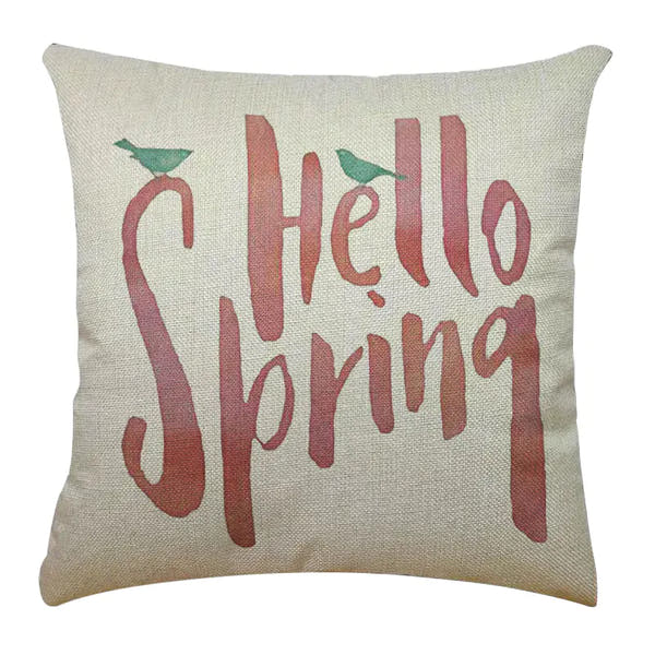 Bicycle Illustration Linen Pillow Cover with English Letters