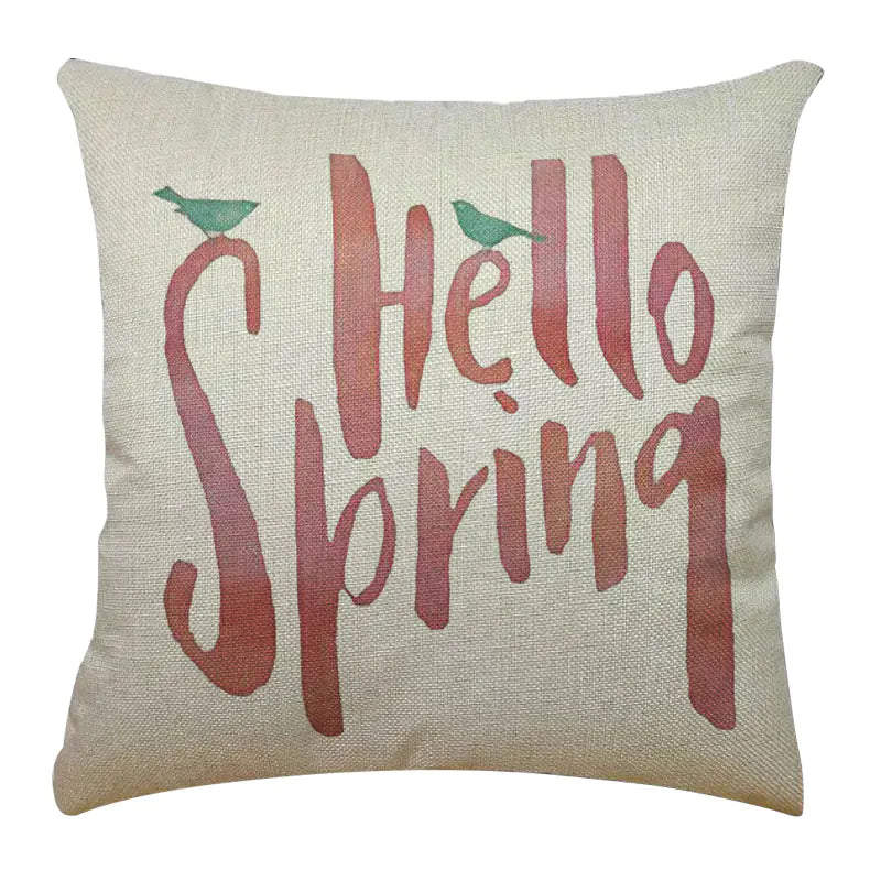 Bicycle Illustration Linen Pillow Cover with English Letters