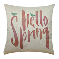 Bicycle Illustration Linen Pillow Cover with English Letters